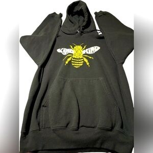 LA Pop Art Bee Kind Black Pullover Hooded Sweatshirt Size S Unisex